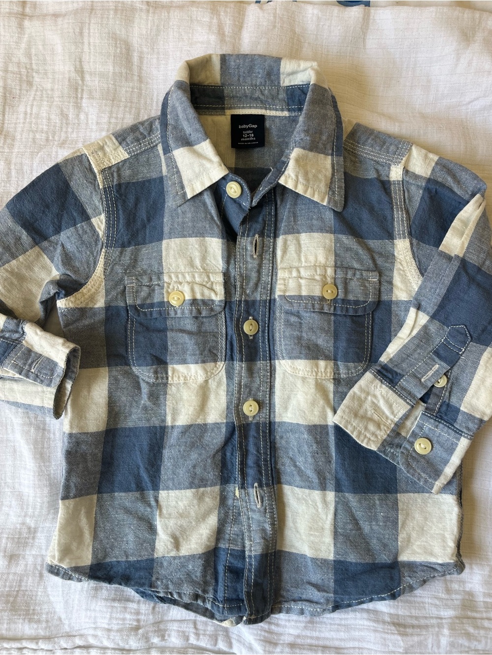babyGap blue plaid button-down shirt (12-18 months)